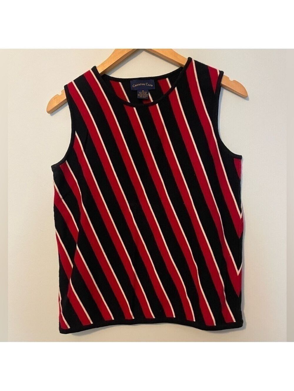 Charter Club Knit Vest Red Black Medium